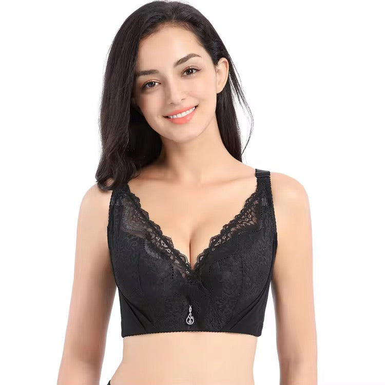 Women Seamless Sostenes Lace Female Cup Size Push up Frontless Bra Wire Free Big Size Bra