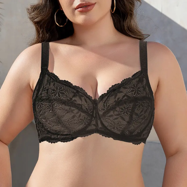 Minimizer Bras for Women Full Coverage Underwire Bras Plus Size Non-Padded Lifting Lace Bra for Heavy Breast