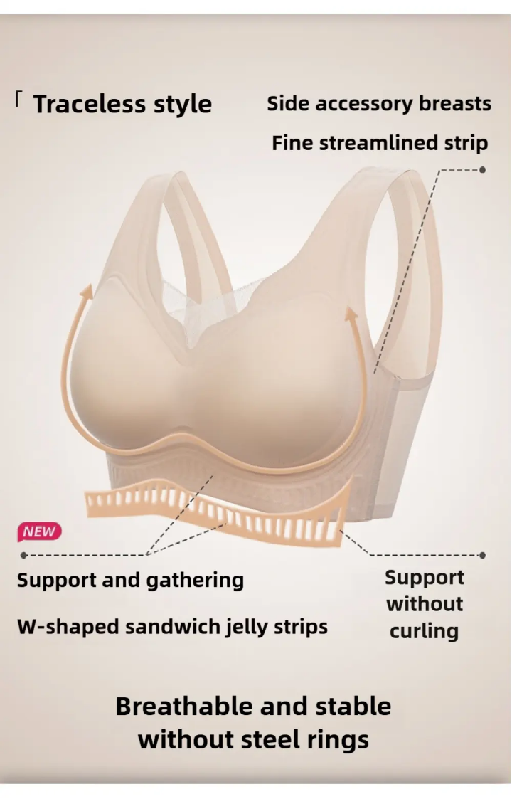 Pushu-UP Bra Breathable Jelly Soft Support Mesh Underwear Comfortable Beautiful Back Women's Bra