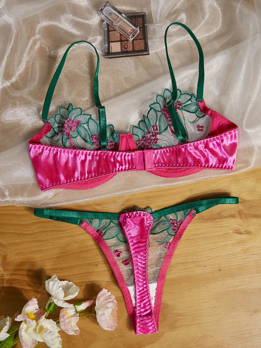 Women Lingerie Valentine's Day Sexy Mesh Embroidery Perspective Sexy Underwear for Women