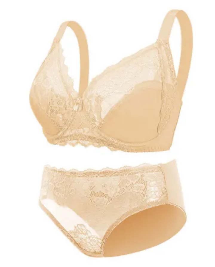 Women's Large Size Ef Intimates Set Adjustable Lace Bra Breathable Thin Bikini Comfortable Cross-Border Bra