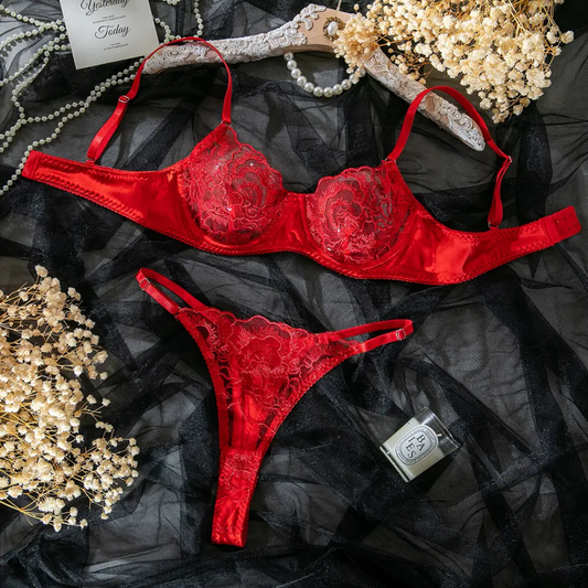 Ultra-Thin Lace Red Embroidery set