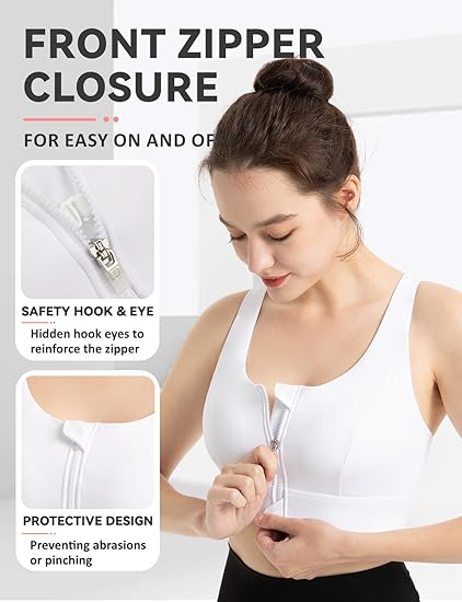 Sports Front Zipper Bra high Support