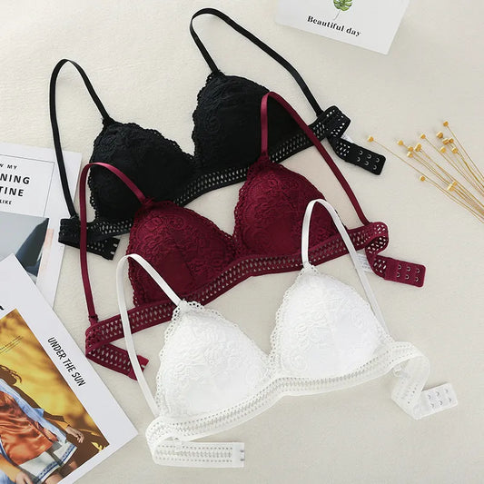 New Deep V Lace Bra Crop Top Triangle