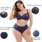 Ultra-Thin Lace Plus Size Bra Set European Sexy Ladies Underwear Fat Women Panties and Bra Set