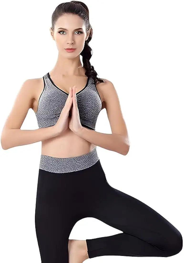 Front Zipper Removable Pads Fitness Sports Bra