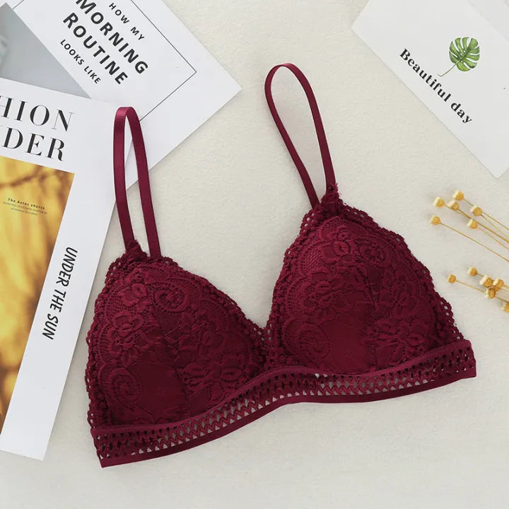 New Deep V Lace Bra Crop Top Triangle