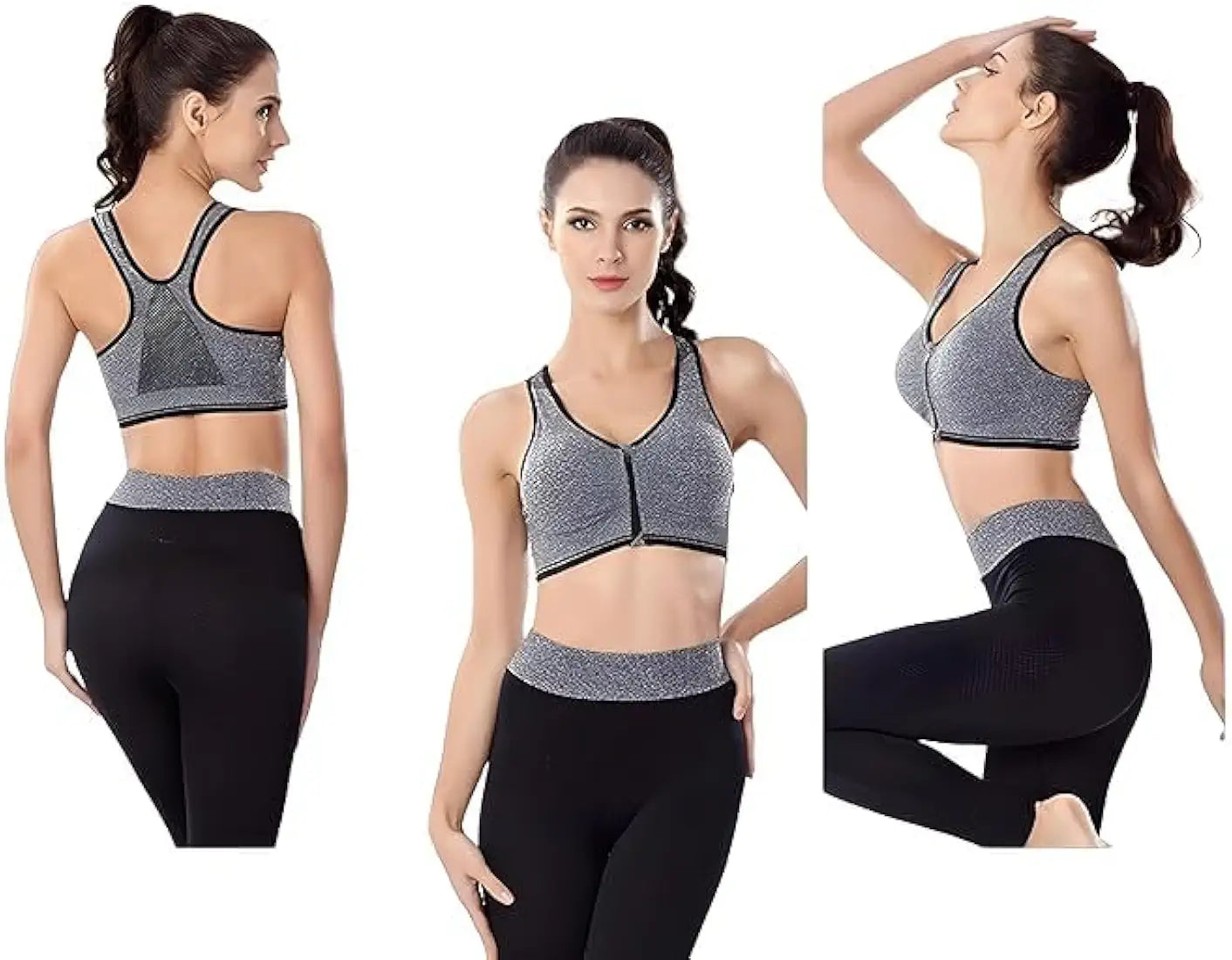 Front Zipper Removable Pads Fitness Sports Bra