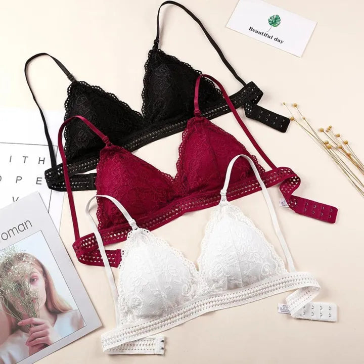 New Deep V Lace Bra Crop Top Triangle