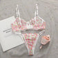 Sexy and Transparent Lingerie Manufacturing Women Push-Up Panties and Bra Underwear Set