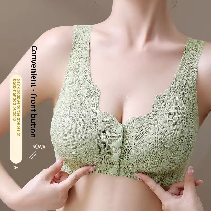 Large Size Front Opening Buckle Lady Underwear Lightweight Comfortable Push-up Wire Free Women's Bra