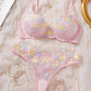 New Floral Embroidered Mesh Lingerie Sets Underwire Push up Bra & Panty Sweet Seductive Lingerie Women