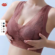 Deep V- Neck Design Plus Size Comfortable Lace Bra for Women