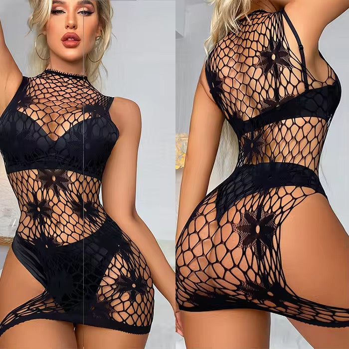 Womens Body Stocking Dress Sexy Transparent Hollow Out Fishnet Bodystocking