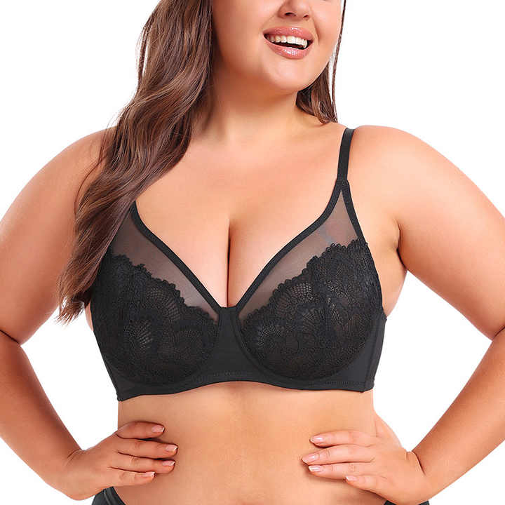 Transparent Design Plus Size Women's Hot Sexy Shape up Lace Bra With Wire