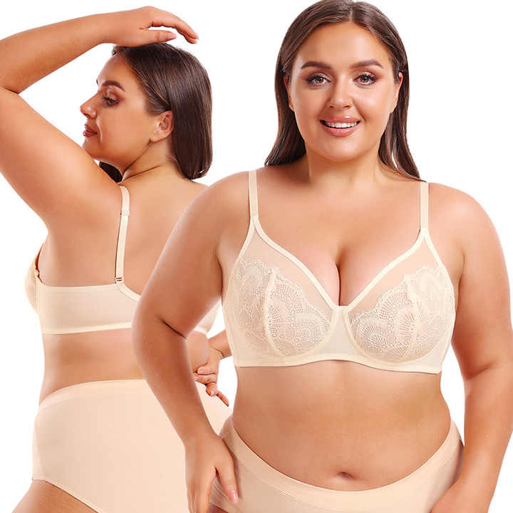 Transparent Design Plus Size Women's Hot Sexy Shape up Lace Bra With Wire