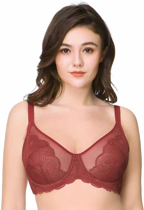 Transparent Design Plus Size Women's Hot Sexy Shape up Lace Bra With Wire