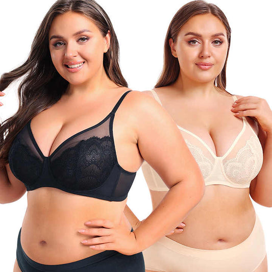 Transparent Design Plus Size Women's Hot Sexy Shape up Lace Bra With Wire