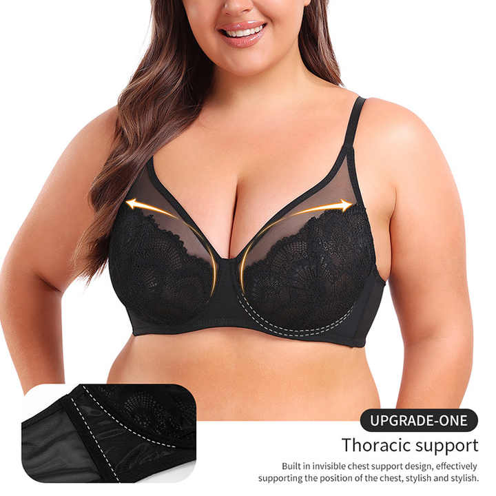 Transparent Design Plus Size Women's Hot Sexy Shape up Lace Bra With Wire