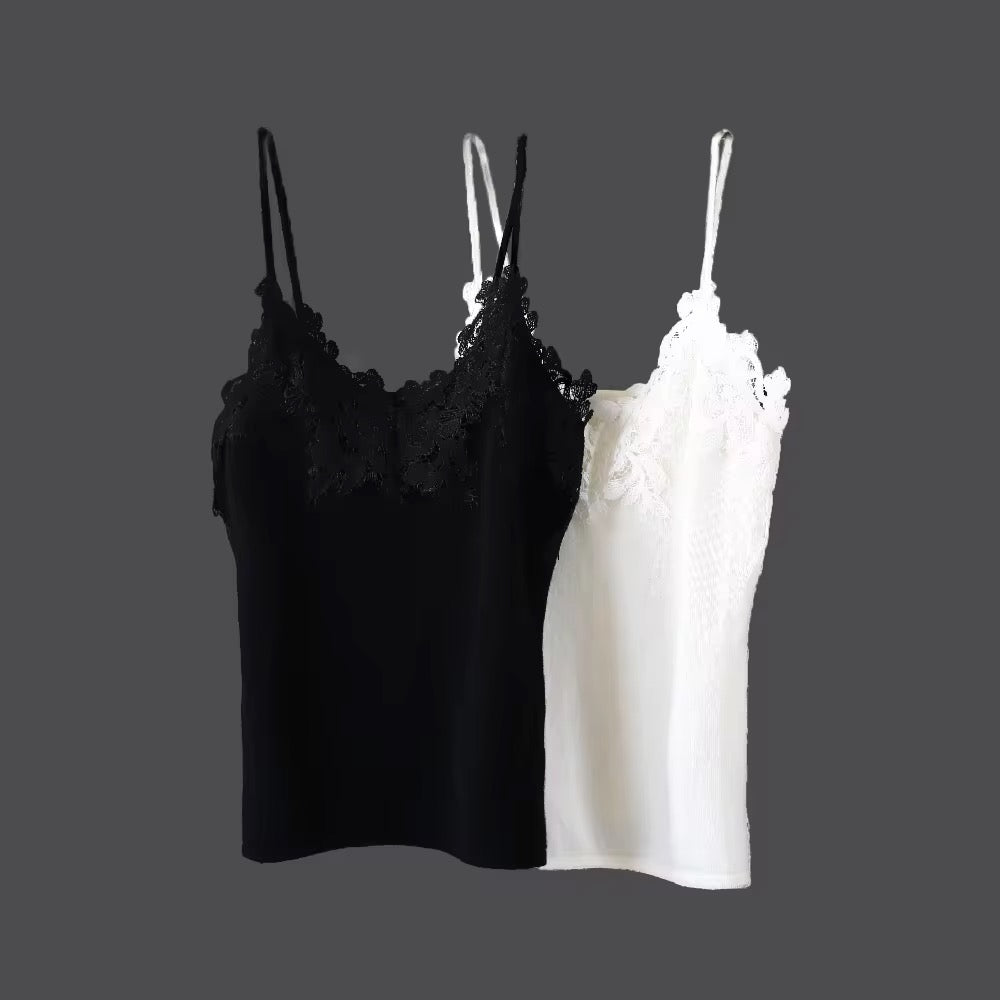 New Design China Factory Sleeveless tank Tops Women Eco-friendly Solid Color Lace Vest Camisole