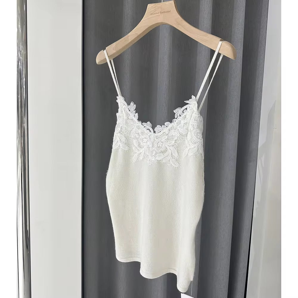 New Design China Factory Sleeveless tank Tops Women Eco-friendly Solid Color Lace Vest Camisole