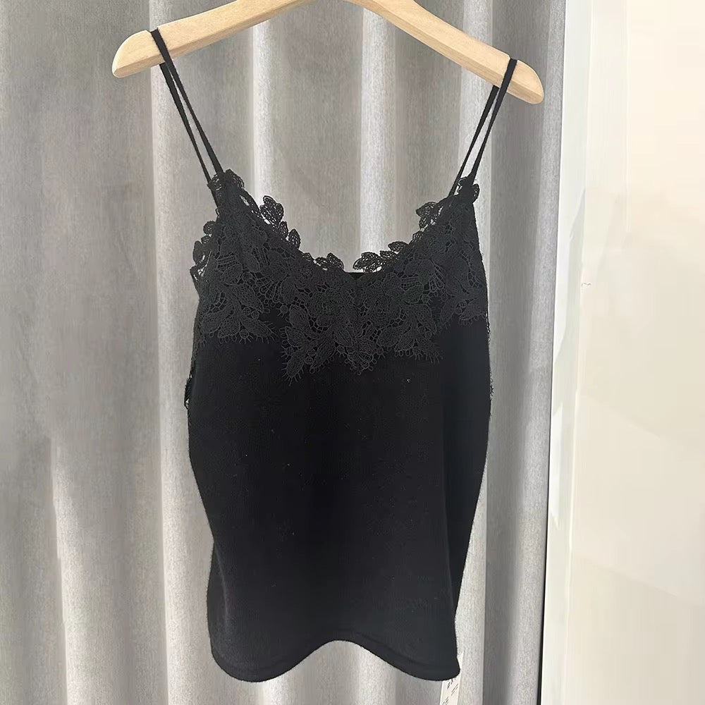 New Design China Factory Sleeveless tank Tops Women Eco-friendly Solid Color Lace Vest Camisole