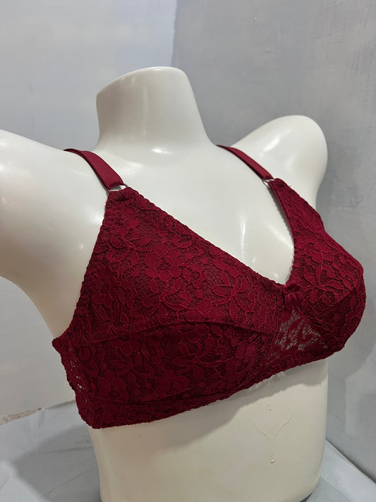 Black Elegance Lace + soft net Plus Size Full Support Bra