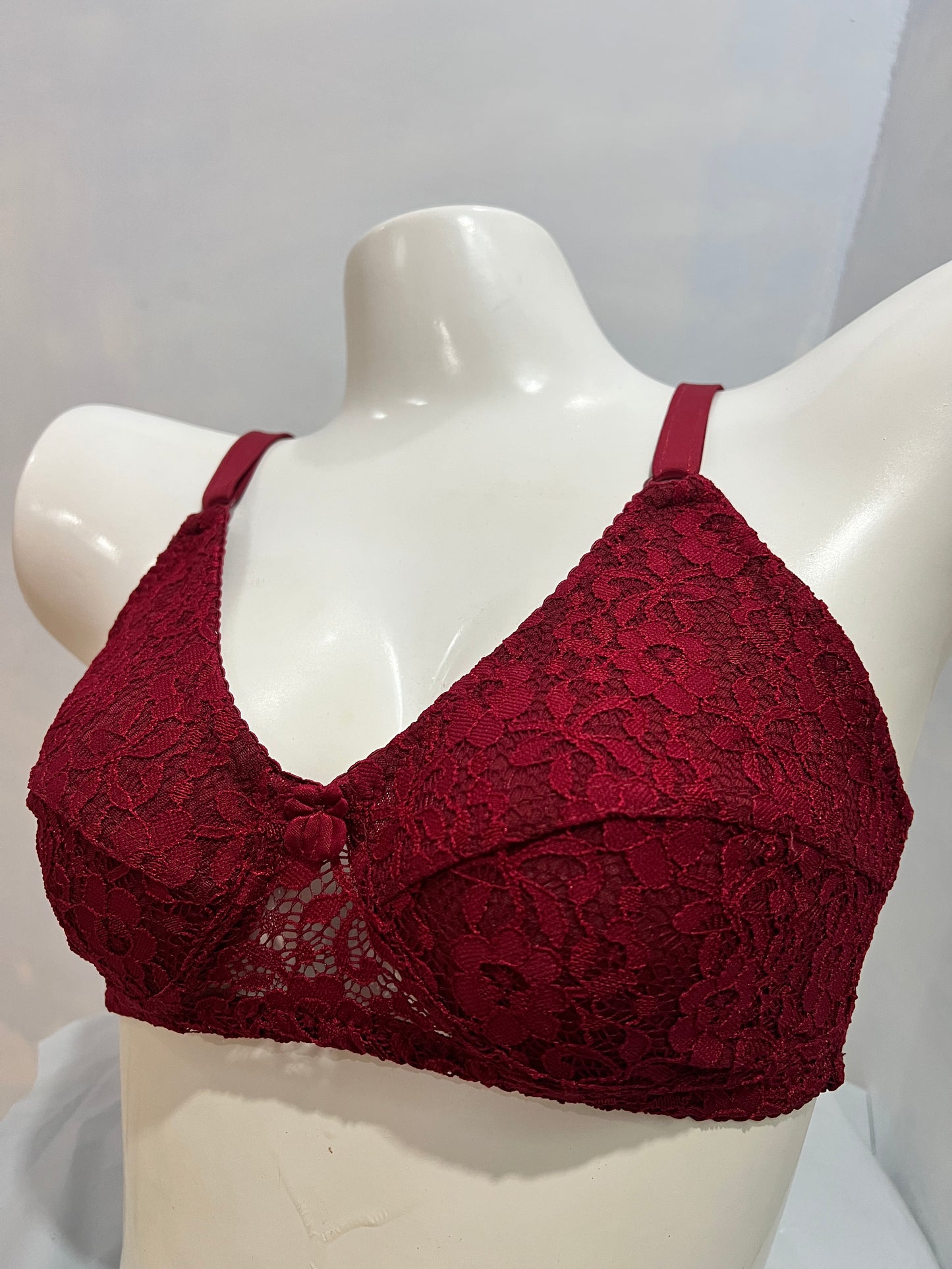 Black Elegance Lace + soft net Plus Size Full Support Bra