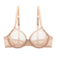 Women's Mesh Sheer Bra Sexy Unlined See Through Bra Ultra Thin Wire Free Plus Size Underwear CDE Cup