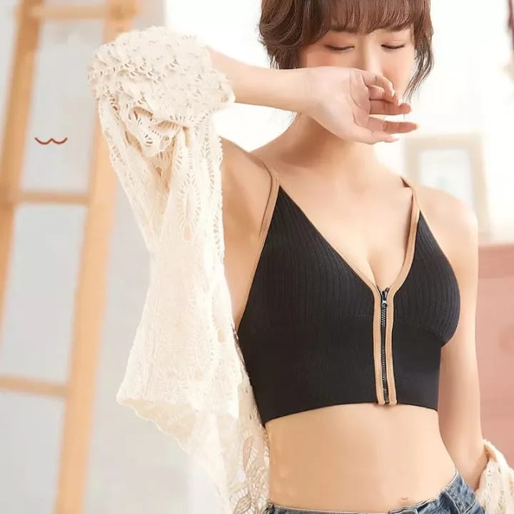 Front Zip Bra Girls Front Open Crop Top