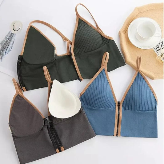 Front Zip Bra Girls Front Open Crop Top