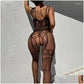 Women body stocking black net tights