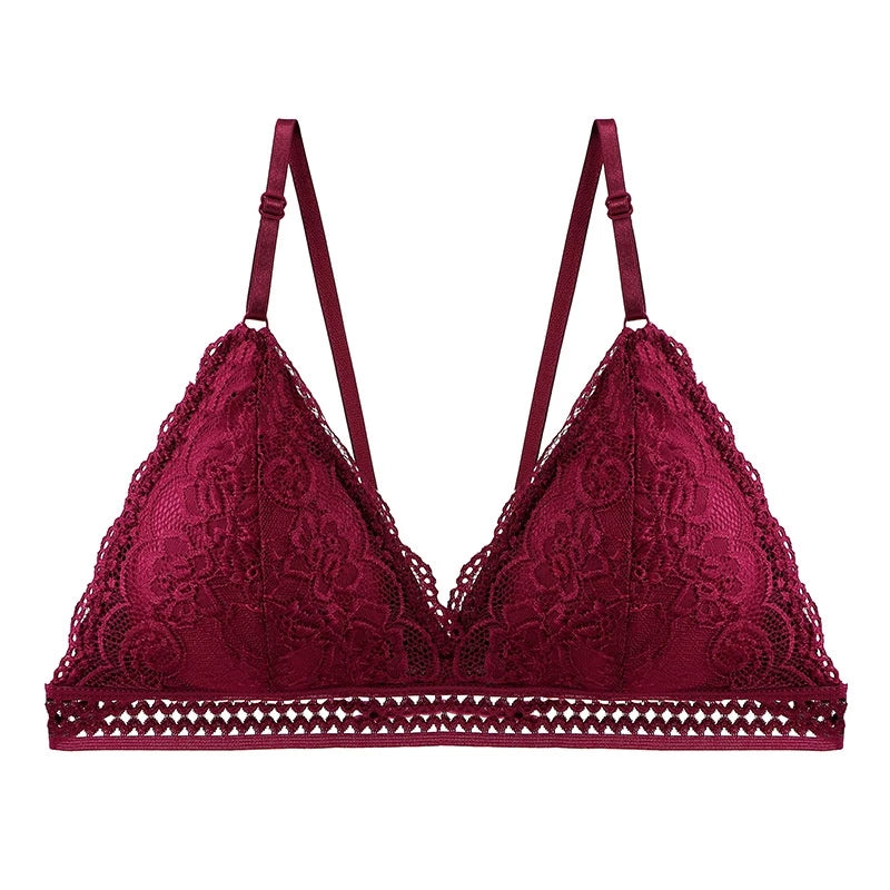 New Deep V Lace Bra Crop Top Triangle