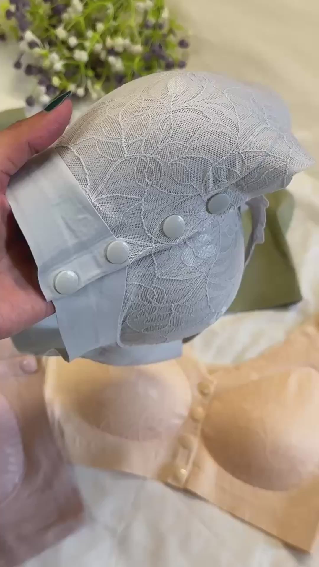 Load video: Front Button Floral Bra