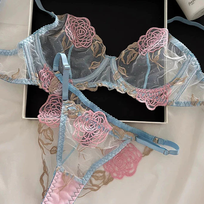 French Lace Sexy Transparent Bra Frameed Underwear Ultra-Thin Bra