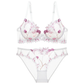Transparent Cherry Embroidered Mesh Bra Large Chest Plus Size Women