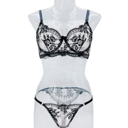 Enchanted Curve – Steel Ring Embroidered Lingerie Set