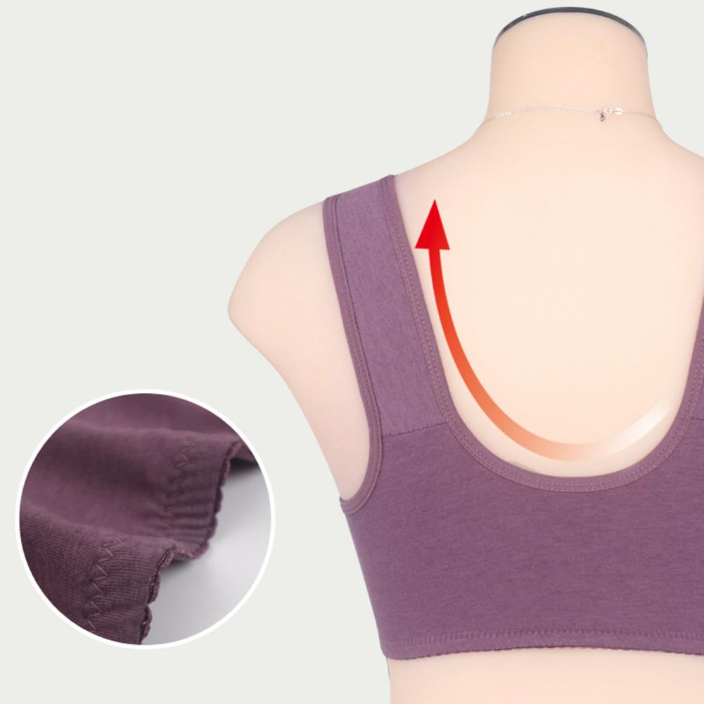 Soft cotton bra with front zipper for women,lace strap, plus size bra, leaf print tank top.