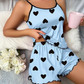 Bow Print 2Pcs Girls Sleepwears Milk Silk Casual Women's Pajamas Set