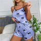 Bow Print 2Pcs Girls Sleepwears Milk Silk Casual Women's Pajamas Set