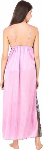 Secret Wish Women's Sky Blue Satin Nighty wih Robe (Free Size)