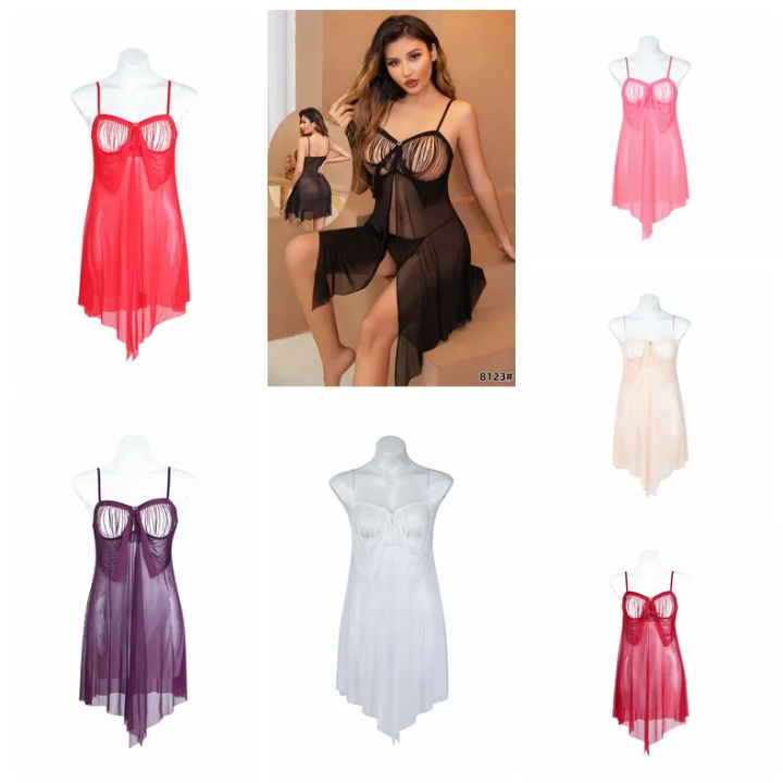 Transparent Sexy Fashionable Mature Looking Lingerie for Women Fabric Lace Hollow Night Dress