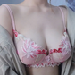 Transparent Cherry Embroidered Mesh Bra Large Chest Plus Size Women