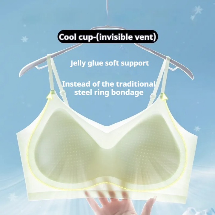 Summer Ultra Thin Ice Silk Breathable No Steel Ring Seamless Bra For Women