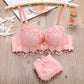 Embroidered & Push up Bra with flower underwear