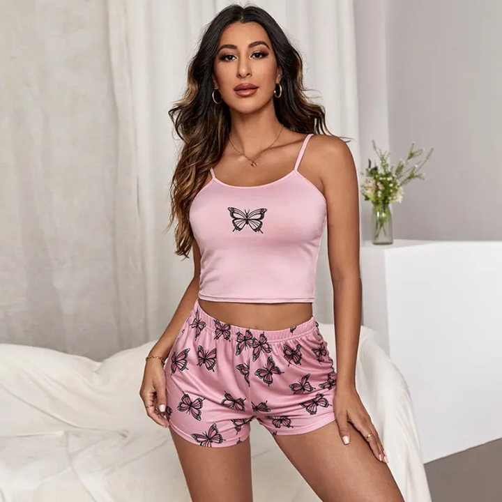 Summer Sleepwear for Women Cute Girls Pajamas Sexy Lounge Wear Lingerie Set