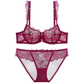 Sexy Lace Unlined Bra Set Woman Embroidered Mesh Underwire Lingerie Set