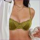 French Sexy Ultra-thin Satin Lace Underwear Set with Thongs, High-quality Women's Bra