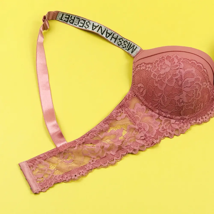 Womens Bikini Victoria Love Panties Sexy Lingerie Rhinestone Lace Girl's Secreted Plus Size Bra Transparent Underwear Set