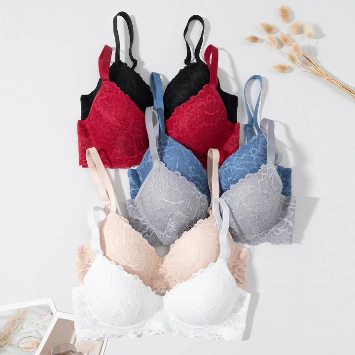 Women's Sexy Underwire Lace Bralette Push-Up Lift Adjustable Straps Elegant Breathable Design